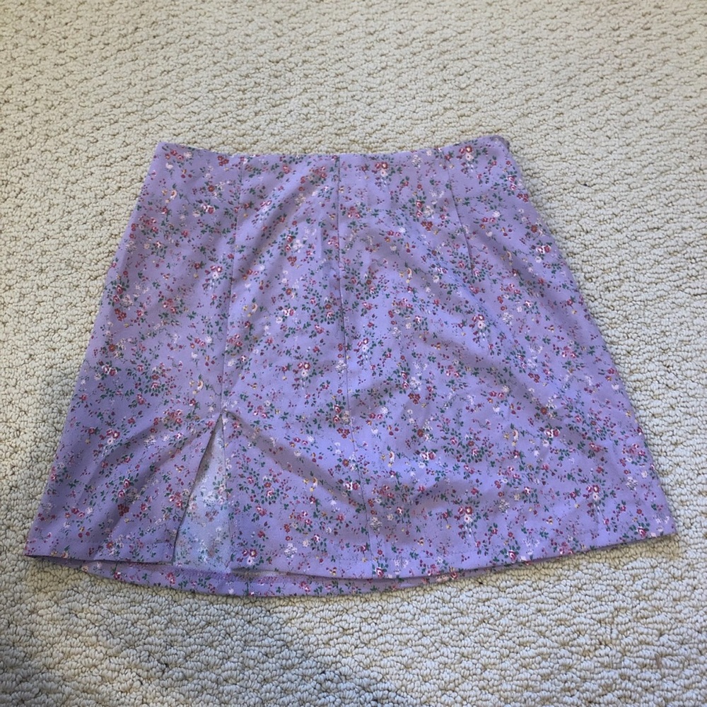 purple floral skirt